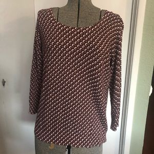 LOFT top/sweater, maroon, black & white, size L. New with tags